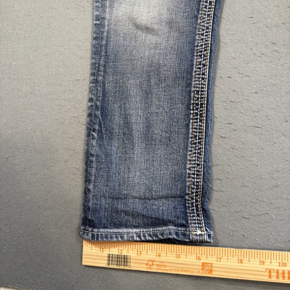 Rock Revival Ligela Easy Crop Jeans Women's 28 THICK STITCH EMBELISHED - Picture 6 of 10